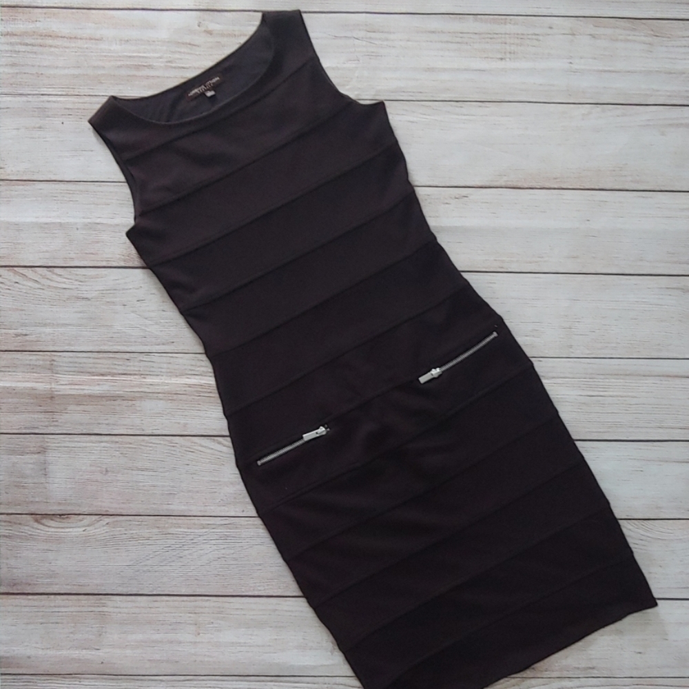 25. ADRIENNE VITTADINI BROWN‎ PONTE DRESS SIZE 2